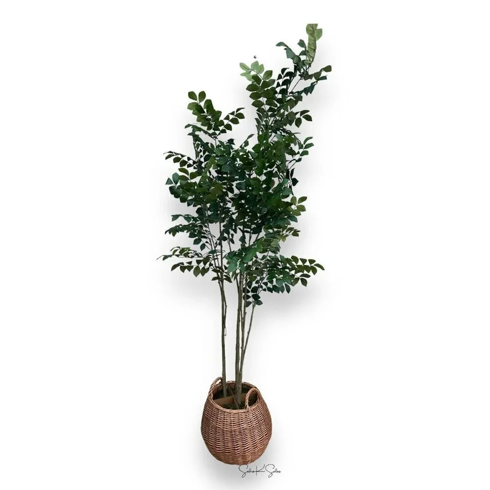 Threshold Studio McGee Artificial Pterocarpus Leaf Tree in Woven Basket - Target